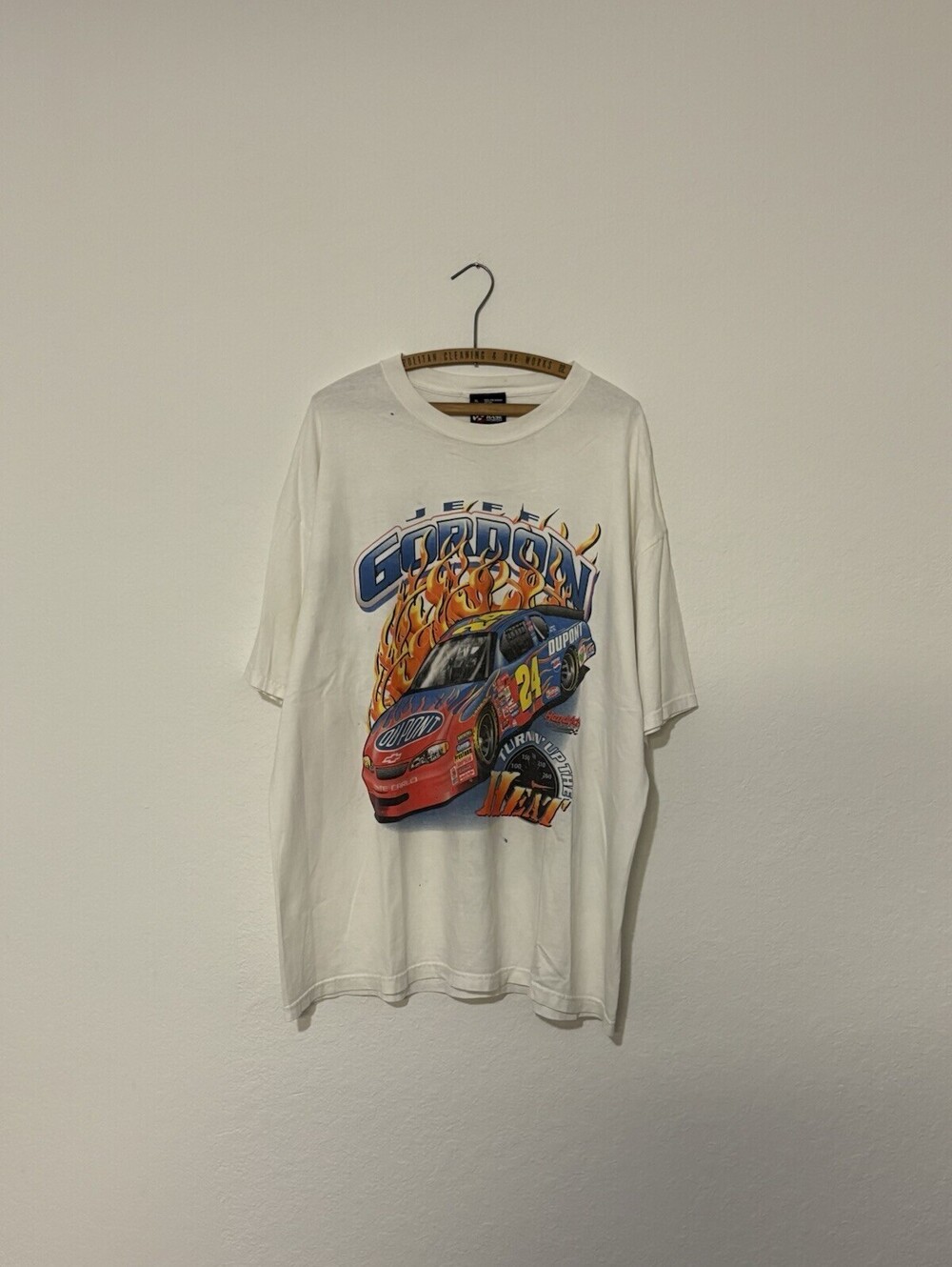 Vintage Jeff Gordon #24 Turning Up The Heat T-Shirt Adult Size XL NASCAR Flames